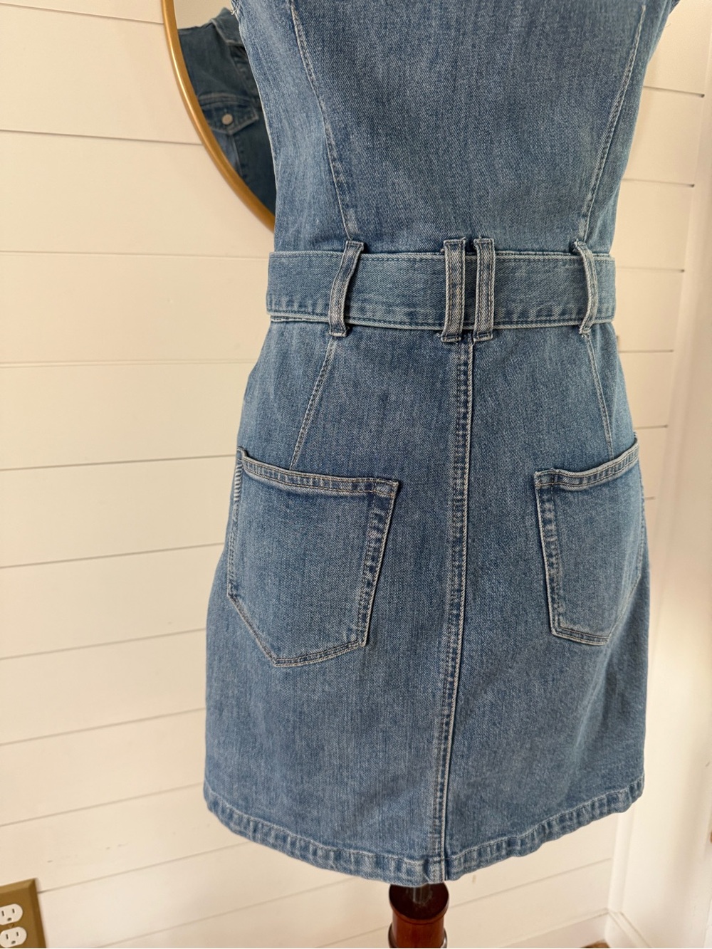 PAIGE Light Blue Denim Sleeveless Tie-Waist Mini Dress - Picture 11 of 15